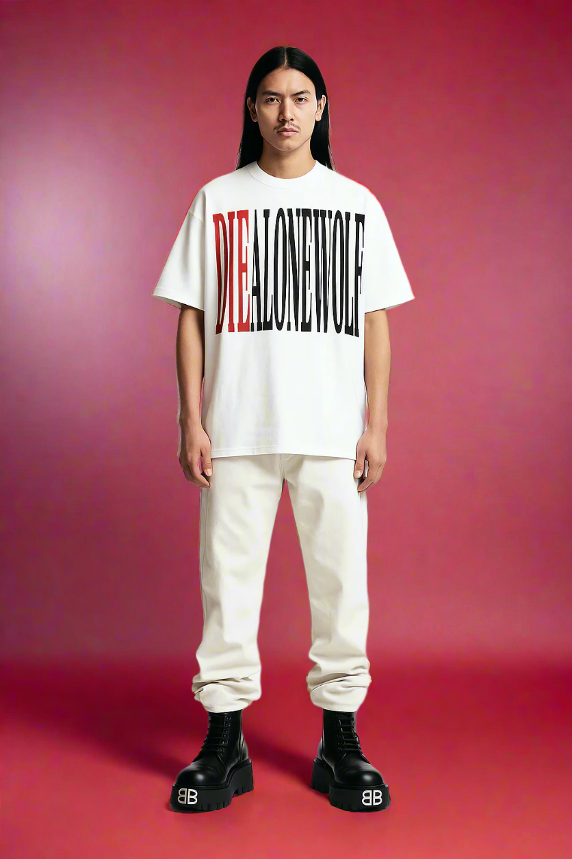 “DIE RED” DIEALONEWOLF® OVERSIZED T-Shirts (WHITE)