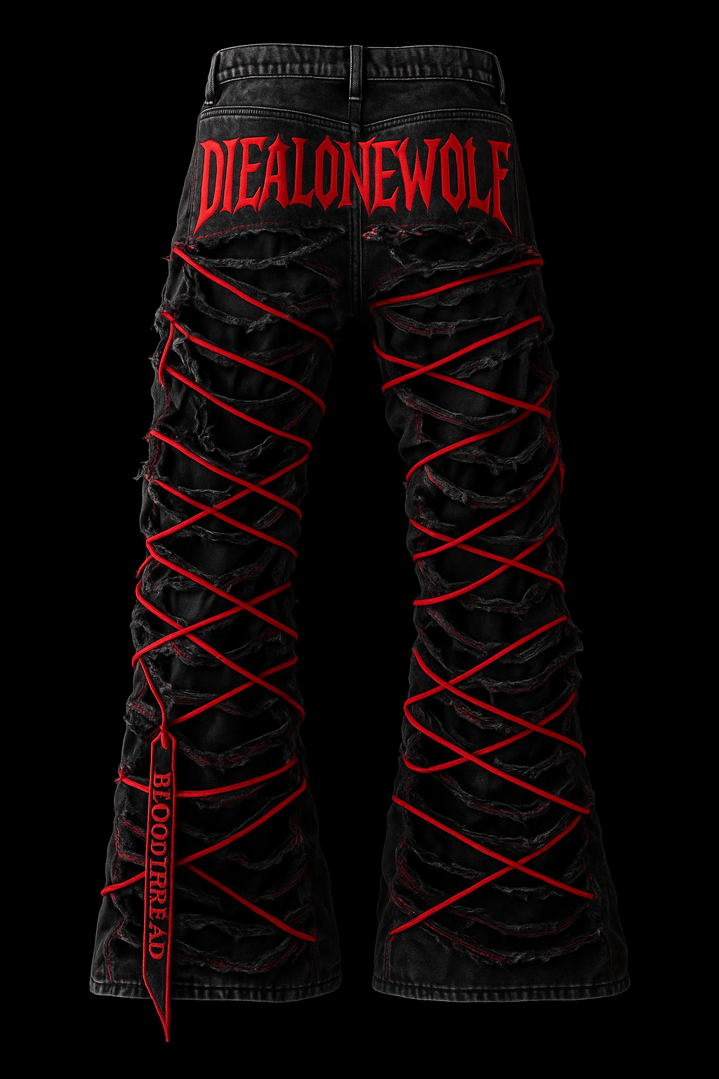 “BLOOD-THREAD” LACED DENIM