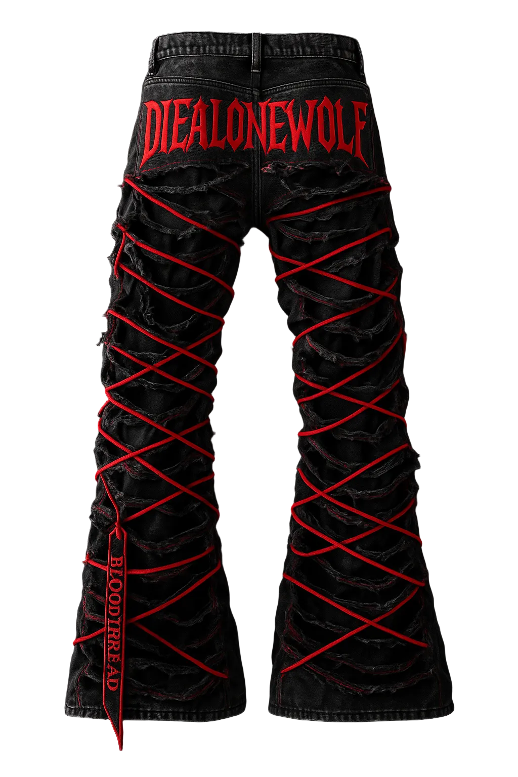 “BLOOD-THREAD” LACED DENIM