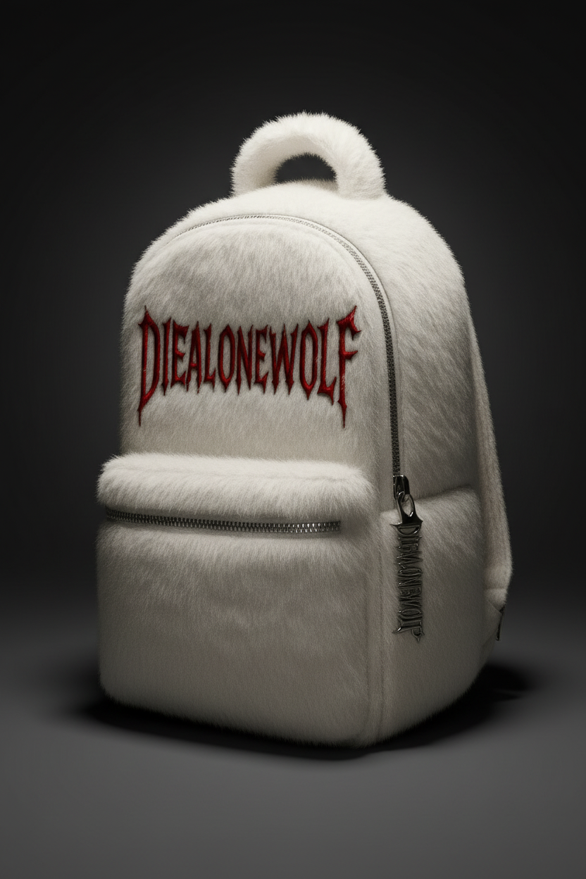 DIEALONEWOLF® — “FUR ARMOR: BONE WHITE” BACKPACK