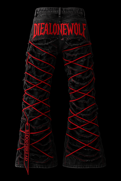 “BLOOD-THREAD” LACED DENIM
