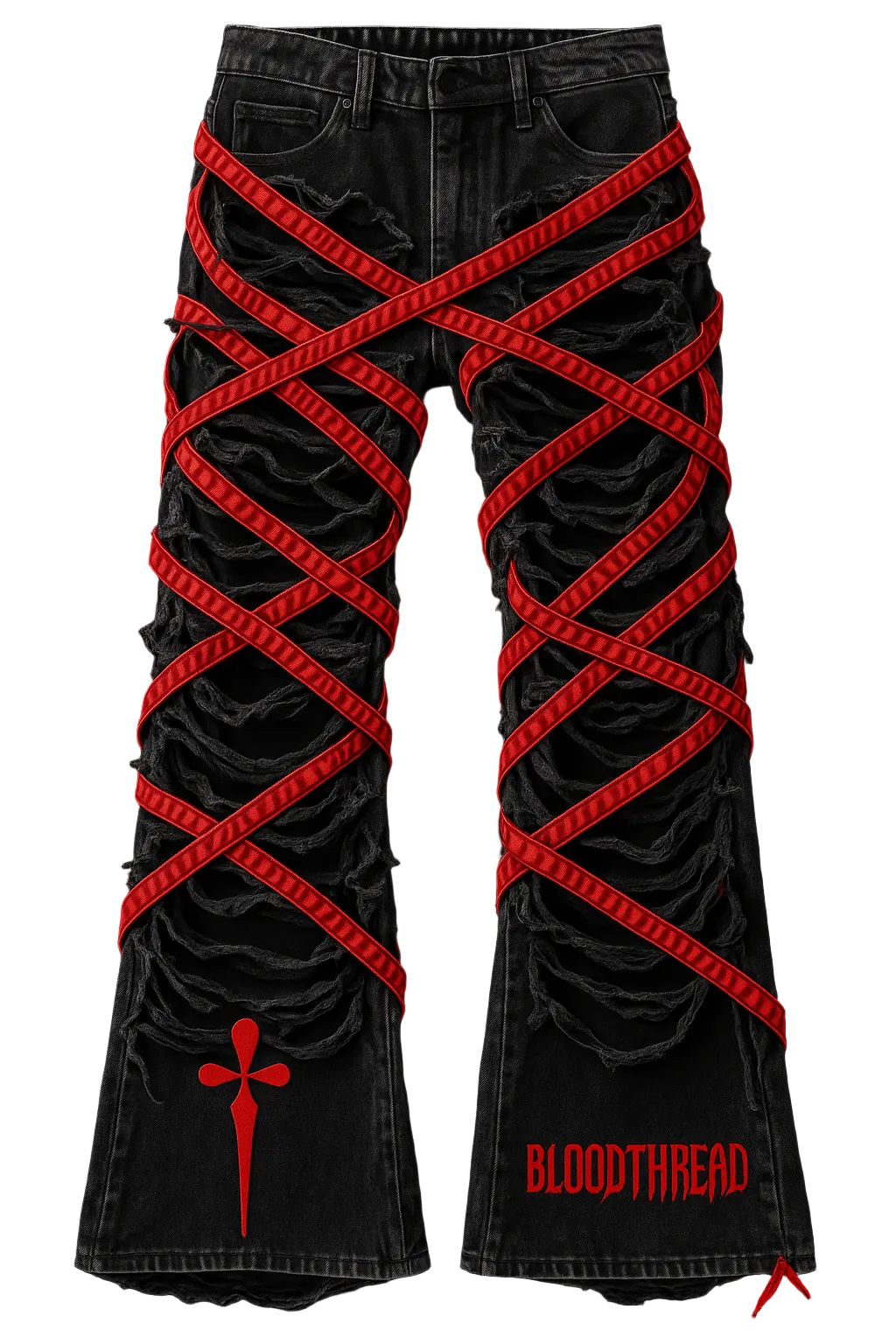 Blood Threads “BLOOD-THREAD” LACED DENIM – DIEALONEWOLF®
