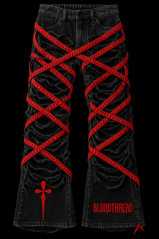 “BLOOD-THREAD” LACED DENIM
