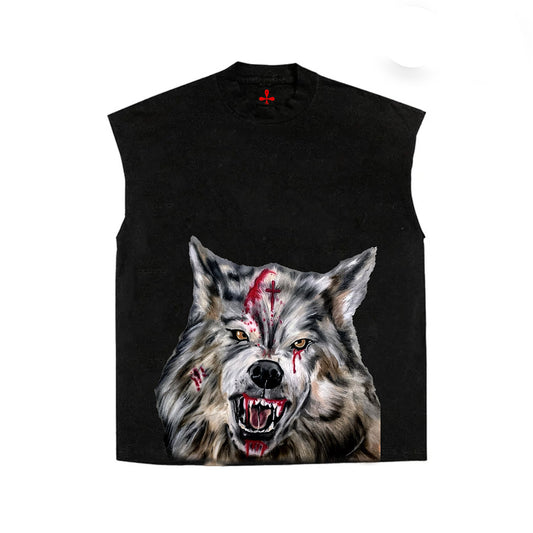 WAR WOLF SLEEVELESS TEES (Black)