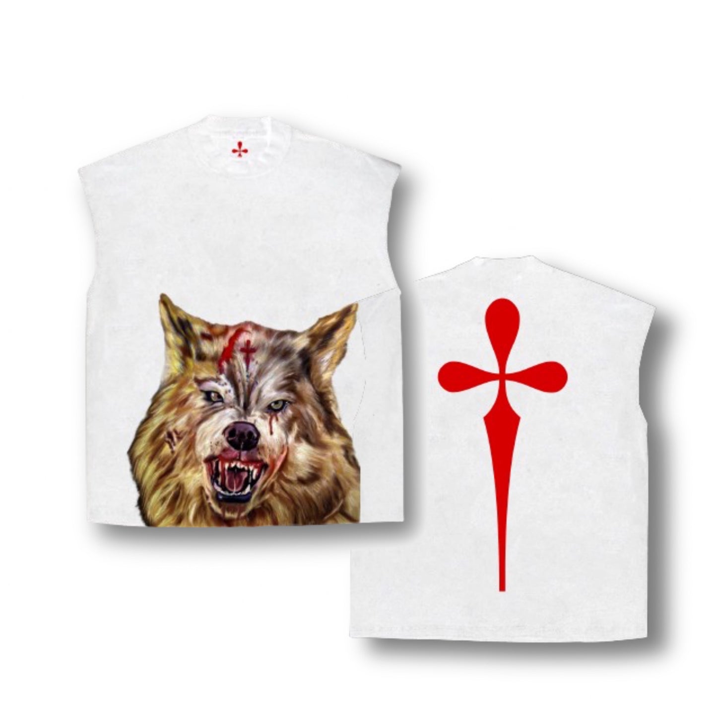 WAR WOLF SLEEVELESS TEES (White)