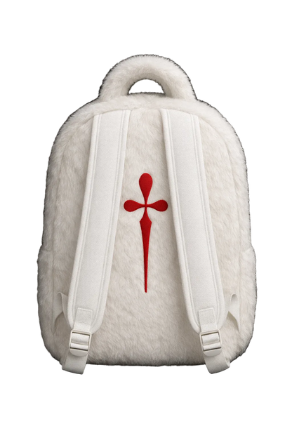 DIEALONEWOLF® — “FUR ARMOR: BONE WHITE” BACKPACK