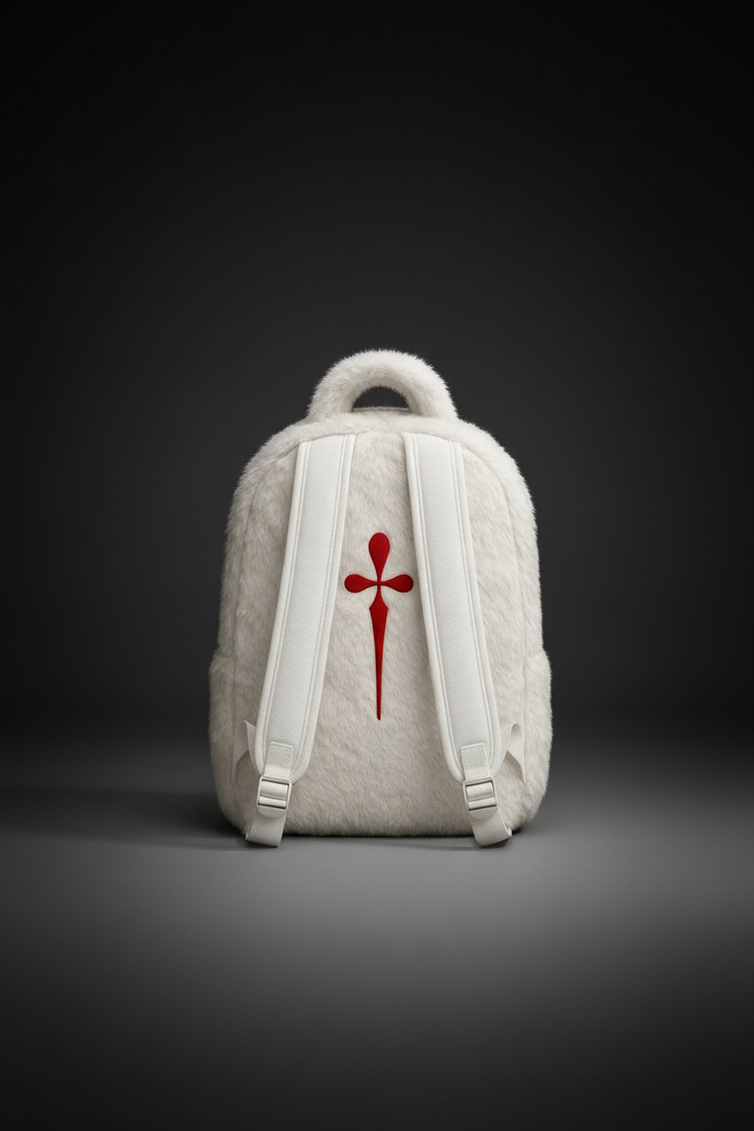 DIEALONEWOLF® — “FUR ARMOR: BONE WHITE” BACKPACK