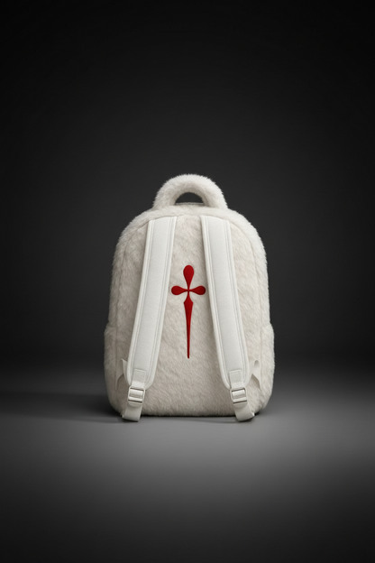 DIEALONEWOLF® — “FUR ARMOR: BONE WHITE” BACKPACK