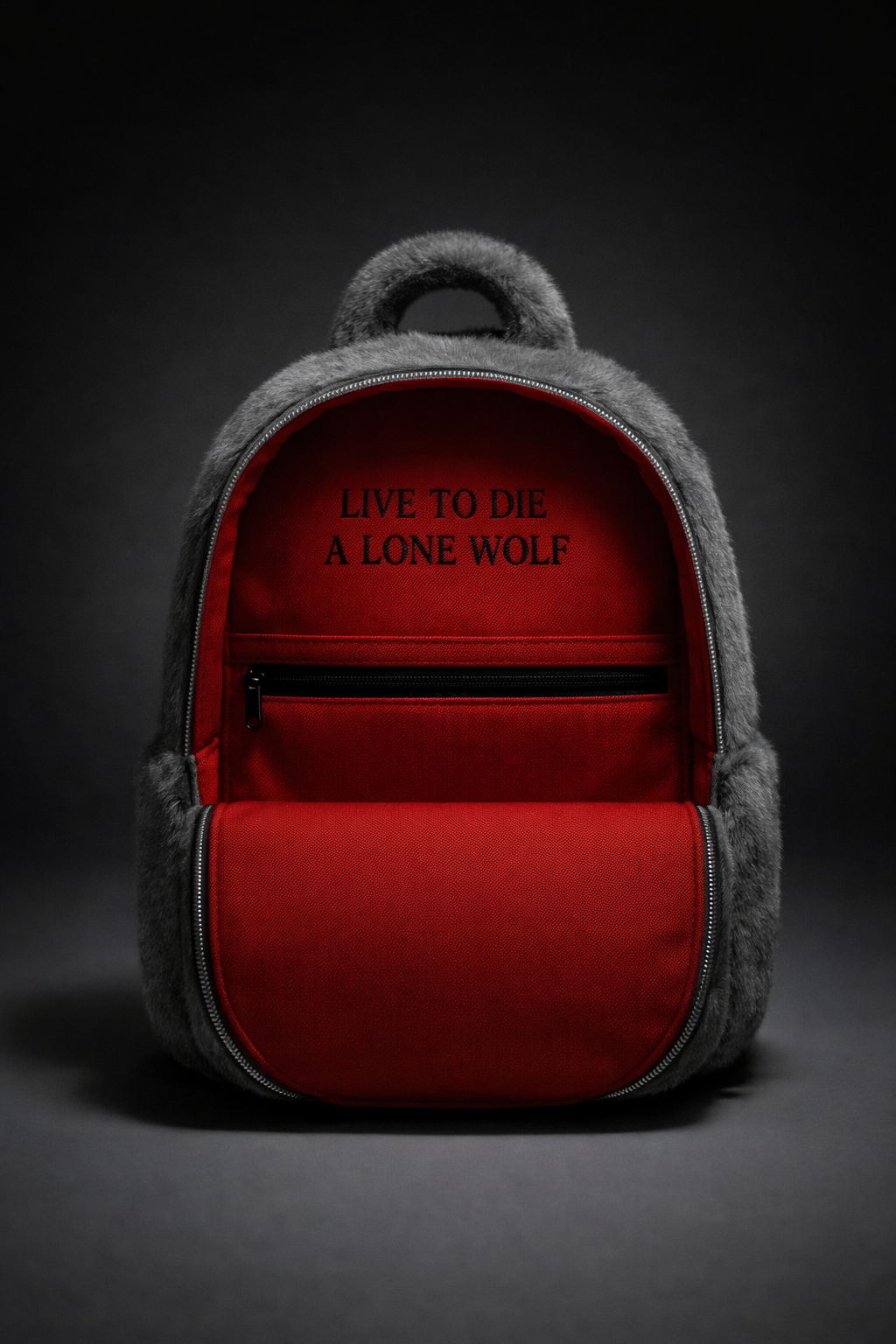 DIEALONEWOLF® — “FUR ARMOR: GREY HOWL” BACKPACK